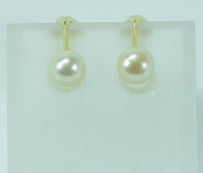 Ohrringe Ohrclips mit Perlen aus 14 Kt. 585 er Gold. - Bild 1 von 4
