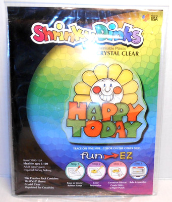 SHRINKY DINKS Creative Pack 10 Sheets CRYSTAL CLEAR Kids Art & Crafts USA