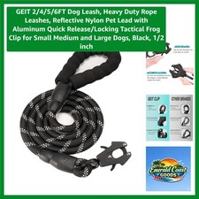 Heavy Duty 5FT Dog Leash with Reflective Nylon and Quick Release Clip - Black