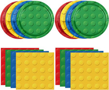 80PCS Building Blocks Themed Birthday Party Decorations Colorful Building Block