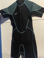 ZIFUMEI Women s Shorty Wetsuit Sz Small Black Blue Zipper Front New