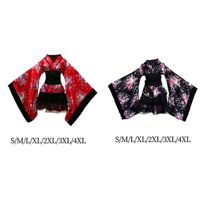 Japanischer kurzer floraler Kimono Robe Halloween Party Uniformen Coplay