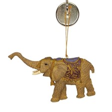 Handcrafted Resin Elephant Hanging Ornament With Purple  Gold Accents For Home