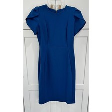 Calvin Klein Blue Tulip Sleeve Sheath Dress Gold Zip Cobalt Women 4