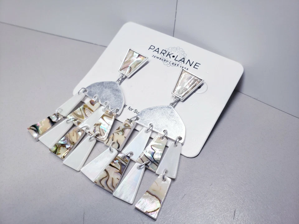 Joyería Park Lane "Pendientes Río" Blanco Mate Plata Sobre Latón Foto 3 de 4