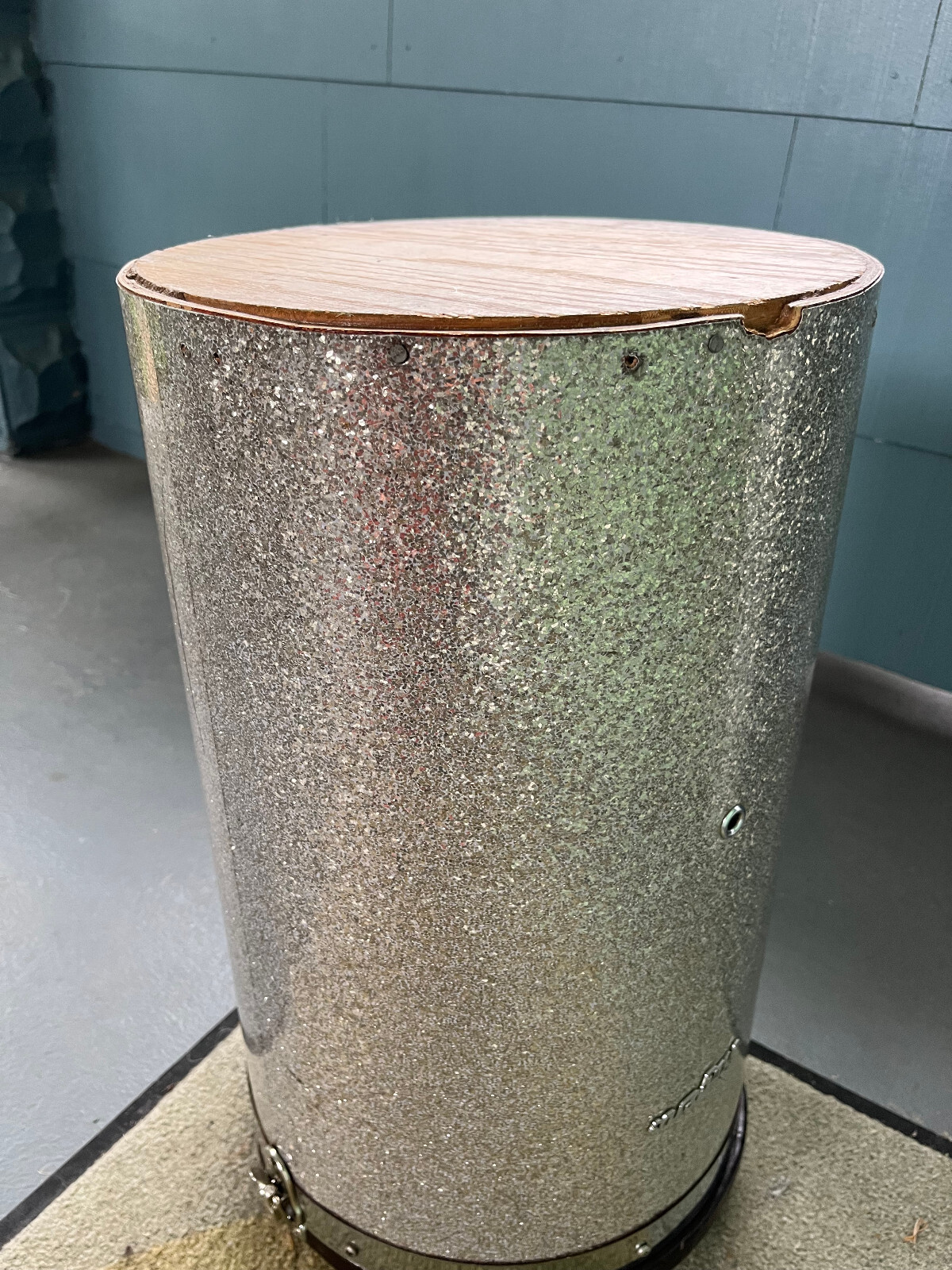 Rogers drums silver glass glitter Canister Throne eBay