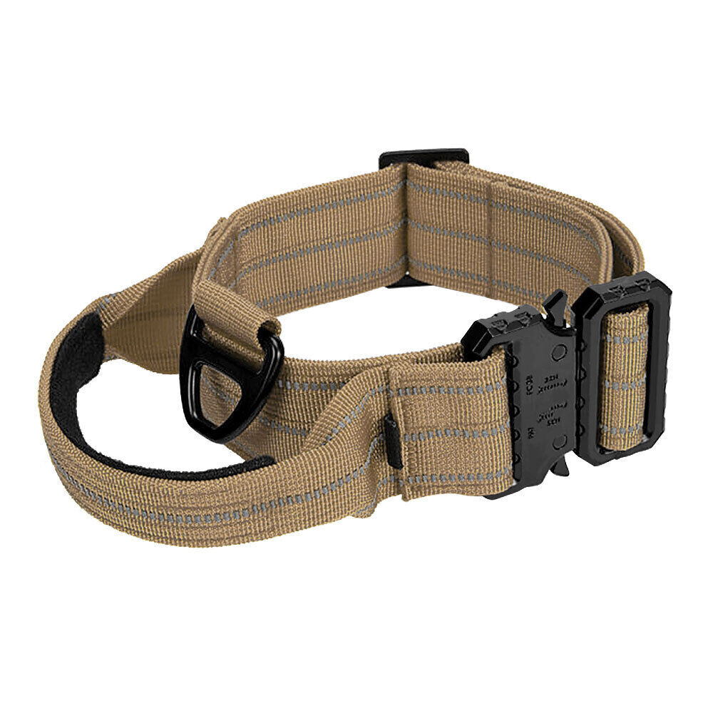 Taktisches Hundehalsband Mit Leine – Robustes Nylon, Metall-Schnalle & Weiches Innenfutter, Braun