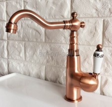Red Copper Kitchen Sink Mixer Tap 360  Swivel Spout Single Lever Bathroom Tap