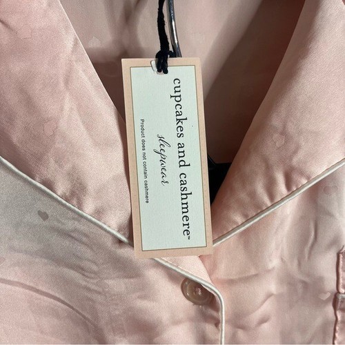 Cupcakes und Kaschmir NEU Größe L rosa Satin Herz geprägt Pyjama Set SIB - Bild 6 von 14