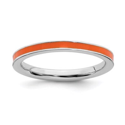 Sterling Silver Stackable Expressions Orange Enameled 2.25mm Ring