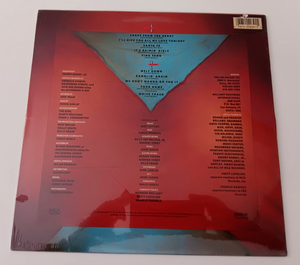 BELLAMY BROTHERS Crazy From The Heart - NEW SEALED 1987 Vinyl LP MCA