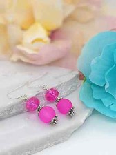 Pink Sea Glass Silver Dangle Earrings-Beach Dangles-Gift For Beach Lover-Gift