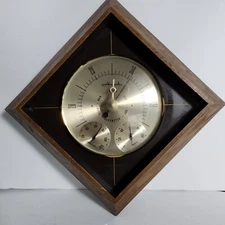 VTG WALL AIRGUIDE BAROMETER DIAMOND SHAPE MCM Weather Station EUC 11" X 11"