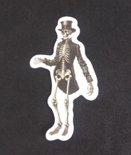 Skeleton Walking Spooky Black White Halloween Sticker 2.5" x 1.5" AS