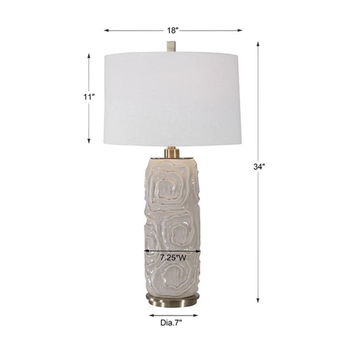 Uttermost Zade Ceramic Fabric and Iron Table Lamp in Warm Gray - Picture 9 of 9