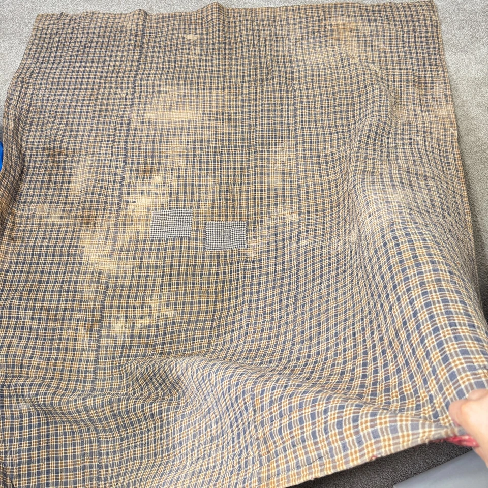 vintage handmade quilt twin patchwork feed sack cotton 8 point stars primitive - Image 4 of 4