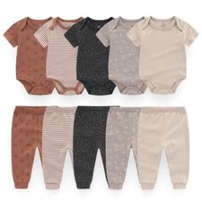 Unisex 6/9/10Pieces Cotton Bodysuits Pants Baby Girl Clothes Sets Cartoon Print