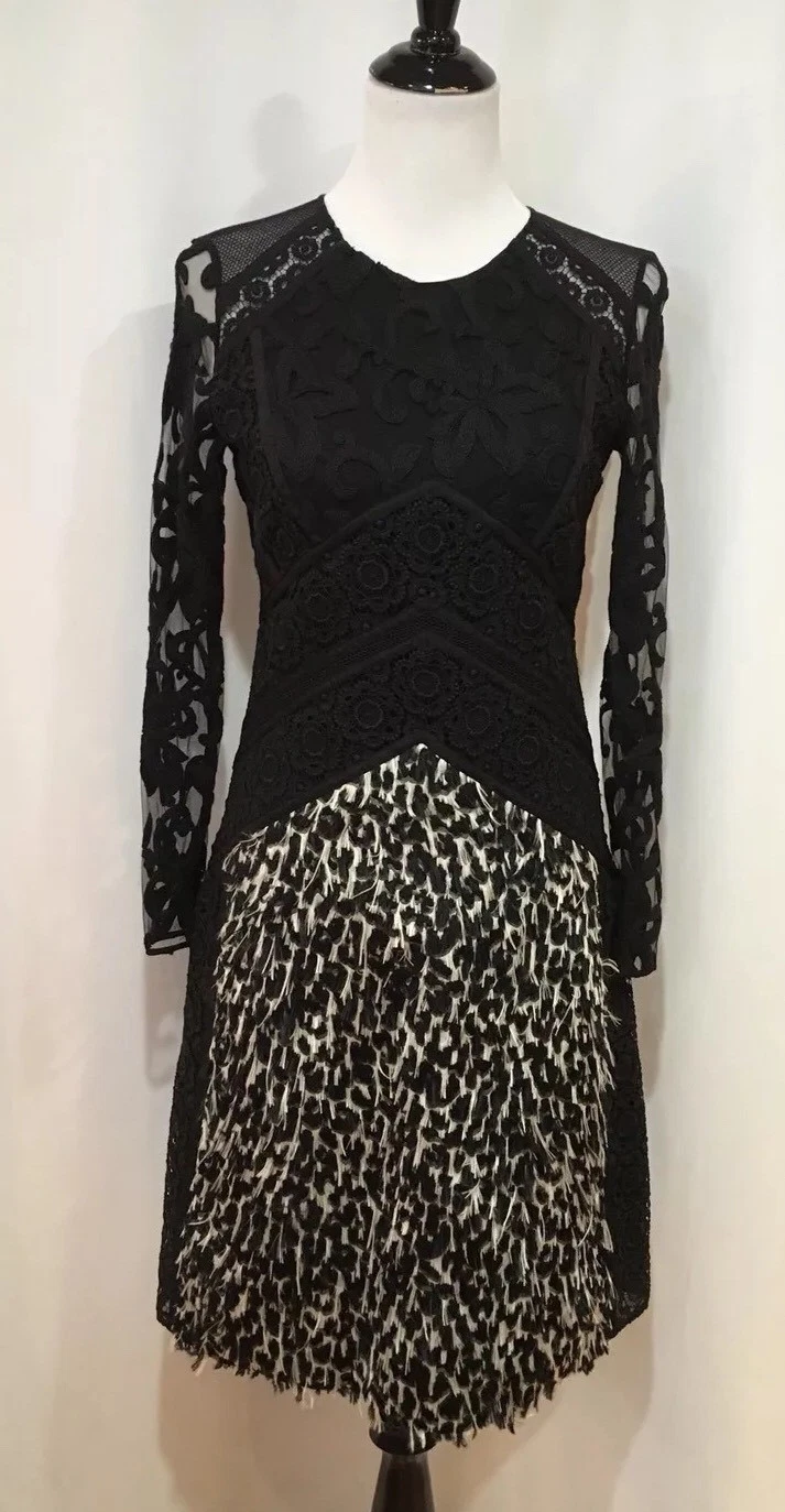 Abito coupé Burberry Prorsum floreale ricamato in pellicola di pizzo taglia US 6