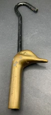 Brass Fireplace Damper Hook DUCKHEAD SCULPTURE 1979 CUSTOM DECOR INC HEAVY NICE