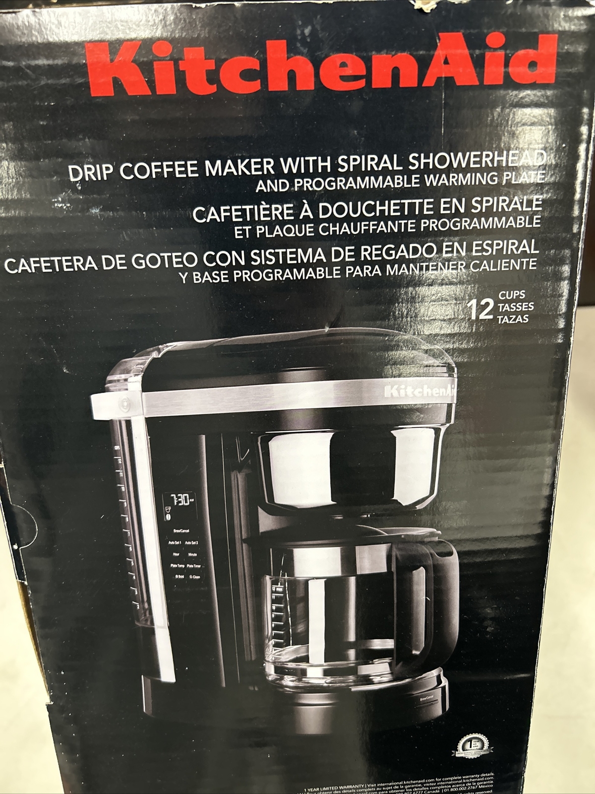 KitchenAid KCM1209OB 12 Cup Drip Coffee Maker w/ Spiral Showerhead