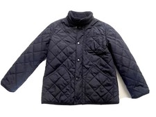 CREWCUTS Boys 4-5 Navy Blue Quilted Barn Jacket Snaps Corduroy Trim EUC