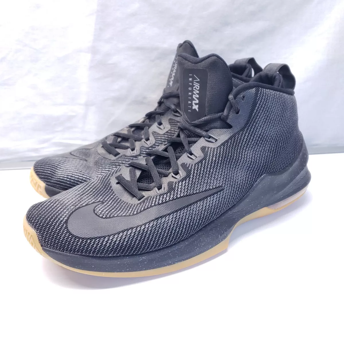 Nike Air Max Infuriate Mid Premium Black Gum Basketball Sneaker