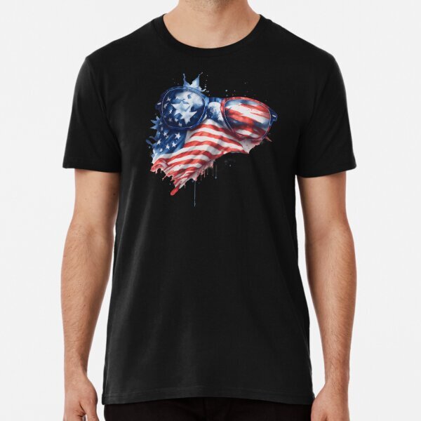 4th of Sunglasses in the color of the American flag Premium T-Shirt S-5XL