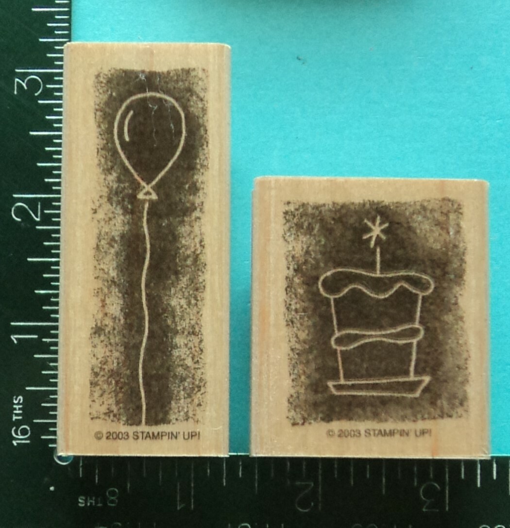 Stampin Up STIPPLED BALLOON and BIRTHDAY CAKE with CANDLE Rubber Stamps