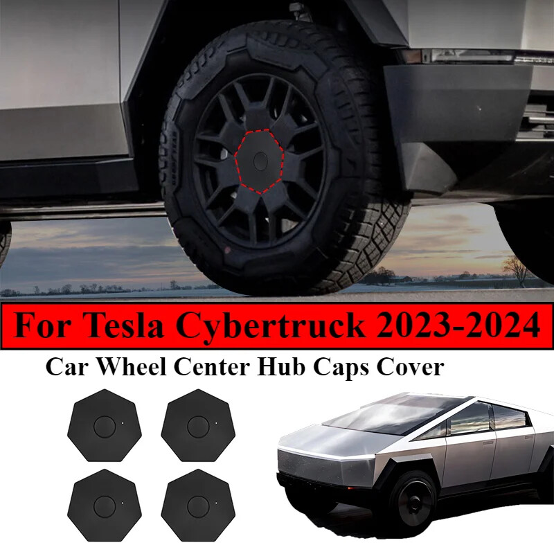 4pcs Full Cover Center Hub Cap Replacement Kit for Tesla Cybertruck 2023-2024
