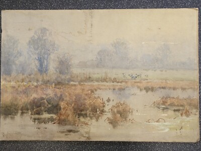 Antikes Original Aquarell Gemälde Landschaft von Reginald Jones RBA 1857-1920