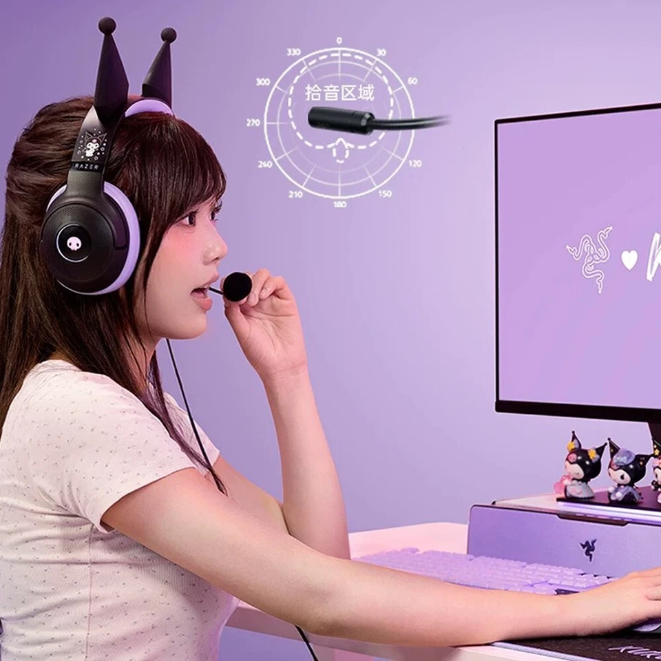 Razer x Sanrio Kuromi Kraken V2 Wired Headset Headphone Limited Edition - Image 3 of 4