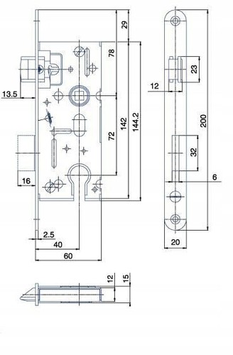 Türschloss 72/40 Hobes Schlüssel Zylinder WC Zimmertür Einsteckschloss Universel - Bild 5 von 21