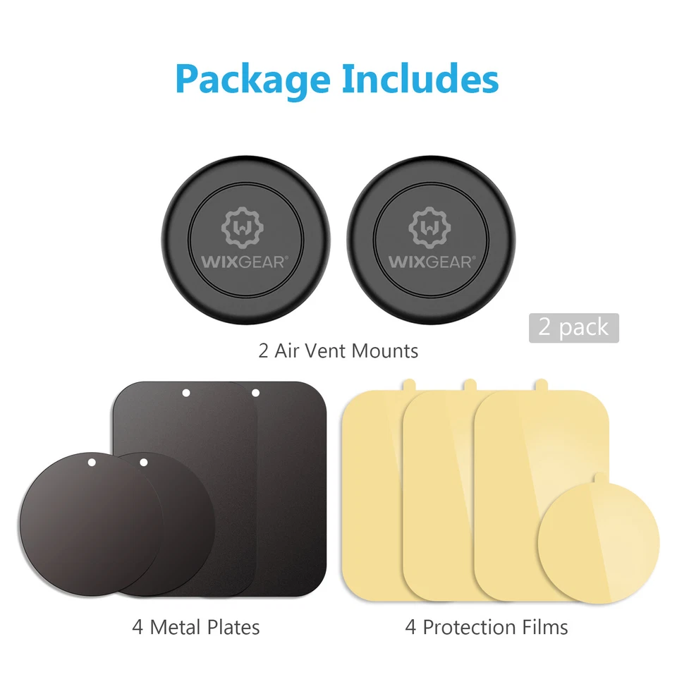 WixGear Air Vent Car Mount Magnetic Phone Holder Grip iphone Stand 2 Pack Cradle - Image 3 of 4
