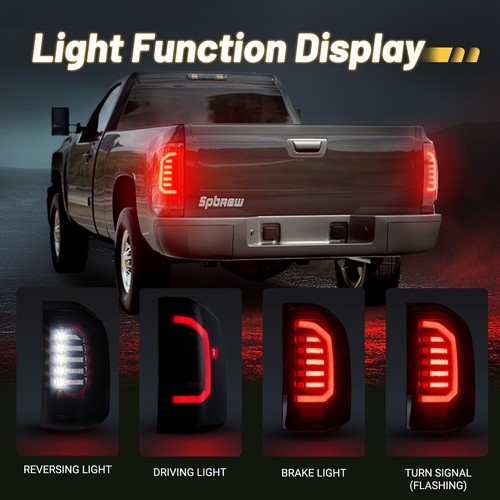 Black for 2007-13 Chevy Silverado 1500 2500HD 3500HD LED Tail Lights Brake Lamps - Foto 6 di 9