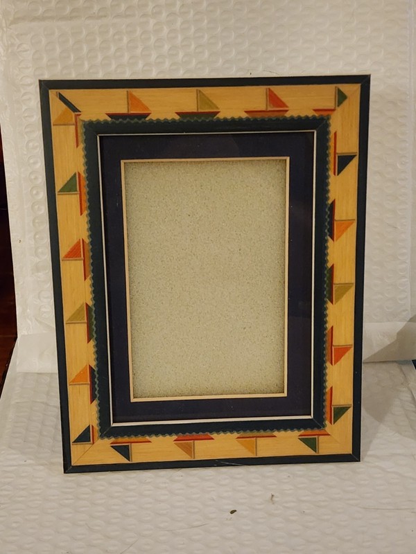 822.  Picture Frame, Wood With Inlay Nautical/Sailboat Theme