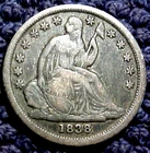 1838 SEATED LIBERTY DIME....SM. STARS,NO DRAPERY.....MIN. BID .01 & NO RESERVE!