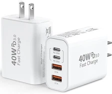 USB C Wall Fast Charger Block, 40W 4-Port Type C Charger Fast Charging Blocks PD