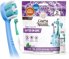 GuruNanda Disposable Toothbrush Pre-Pasted 21 Ct