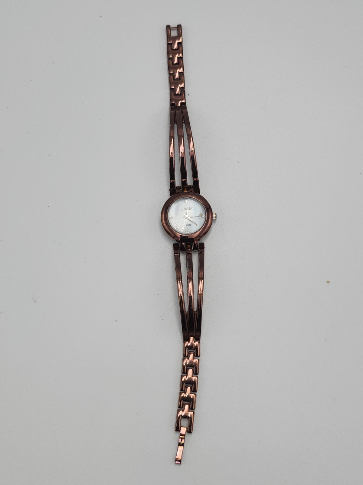 Omaki Quartz Ladies Rose Gold Steel Bracelet Silver Dial Diamond Markers RF8098 image 3