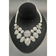 VTG Artison Signed TJC 925 Sterling Silver Filigree Chunky Necklace 70g