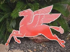 GIANT RARE VINTAGE MOBIL PEGASUS HORSE PORCELAIN SIGN 40 X 30 VERY NICE SIGN