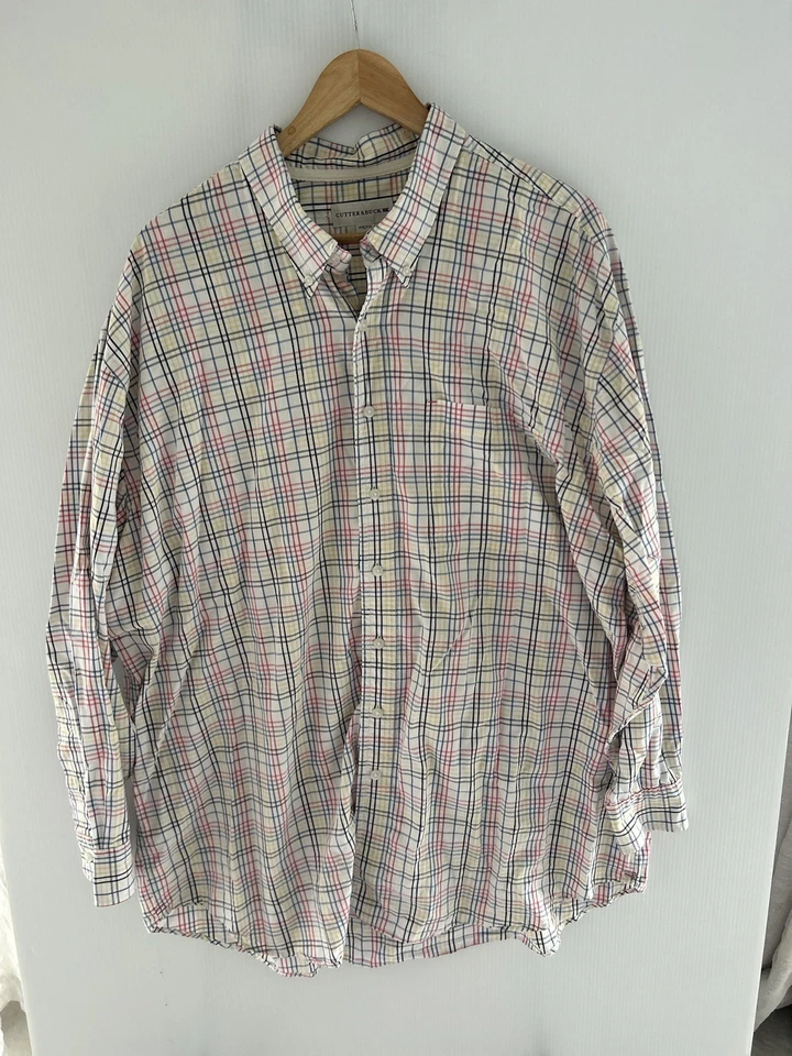 Cutter & Buck Dress Shirt Mens XXL 2T Checkered Plaid Cotton Button Down - Image 2 of 4