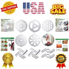 9 Pieces Meat Grinder Blades Plate Discs Stainless Steel Food Knife Cutter Me...