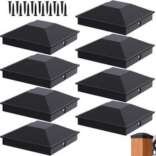 6x6 Post Caps Black(Actual 5.5" x 5.5"), 8 Pack Fence Post Caps with 16 Screw...