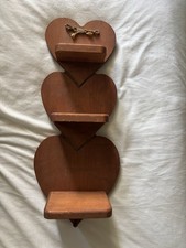Vtg Granny Core Wooden Heart Shaped 3 Tier Heart Shelf HomeCo Decor 20 X 8.5