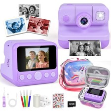 Kids Instant Print Camera, 30MP 1080P HD Digital Camera for Boys Girls with C...