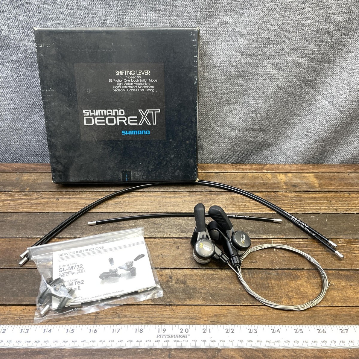 Vintage Shimano Deore XT SL-M732 7 Speed Thumb Trigger Shifter Set