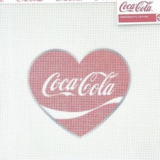 Licensed Coca Cola Needlepoint canvas design 3 1/2 x 3 on 18 count heart shaped