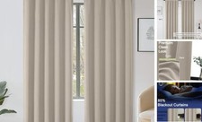 Sally Blackout Curtains 90 Inches Long 2 Panels 50"W x 90"L Pack of 2 Stone