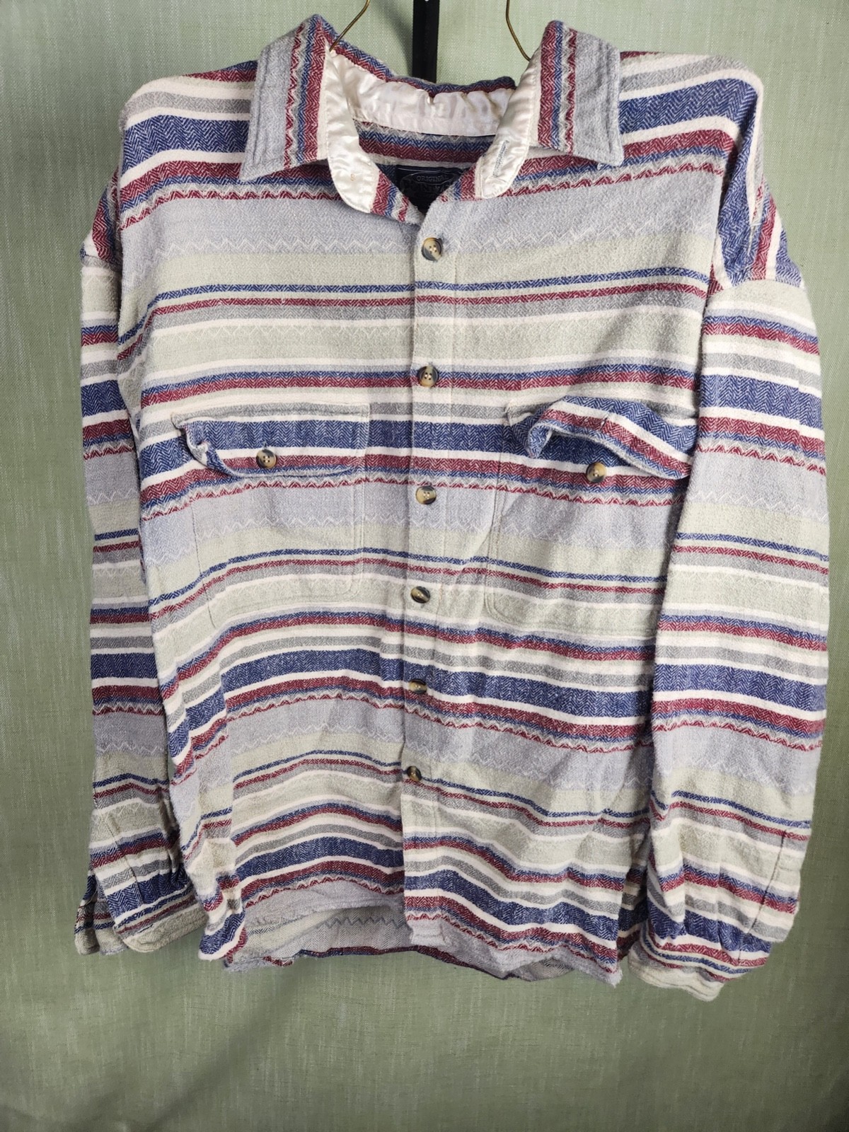 Original Point Zero Button Front Long Sleeve Stri… - image 1
